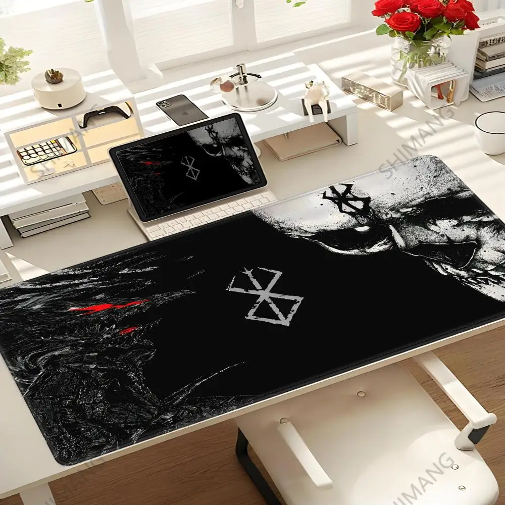 

Black White Anime Mouse Pad Guts sword in berserk Gamer Mouse Mat Computer gaming Accessories Keyboard Laptop mouse Desk pad