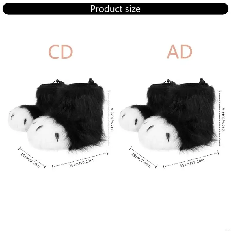 2025 ใหม่ผู้ใหญ่เด็กสัตว์ Fuzzy รองเท้าแตะแมวหมาป่าสุนัขสุนัขจิ้งจอก Fursuit ฟุต Paws Claw รองเท้า Furry