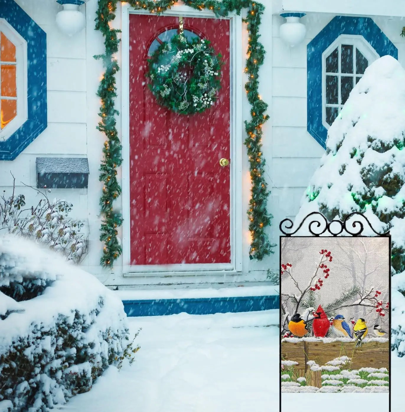 Winter Cardinal Bird Garden Flag 12x18 Double Sided Farmhouse Trees Snow Christmas Winter Holiday Yard Outdoor Decorative Fl EEZ