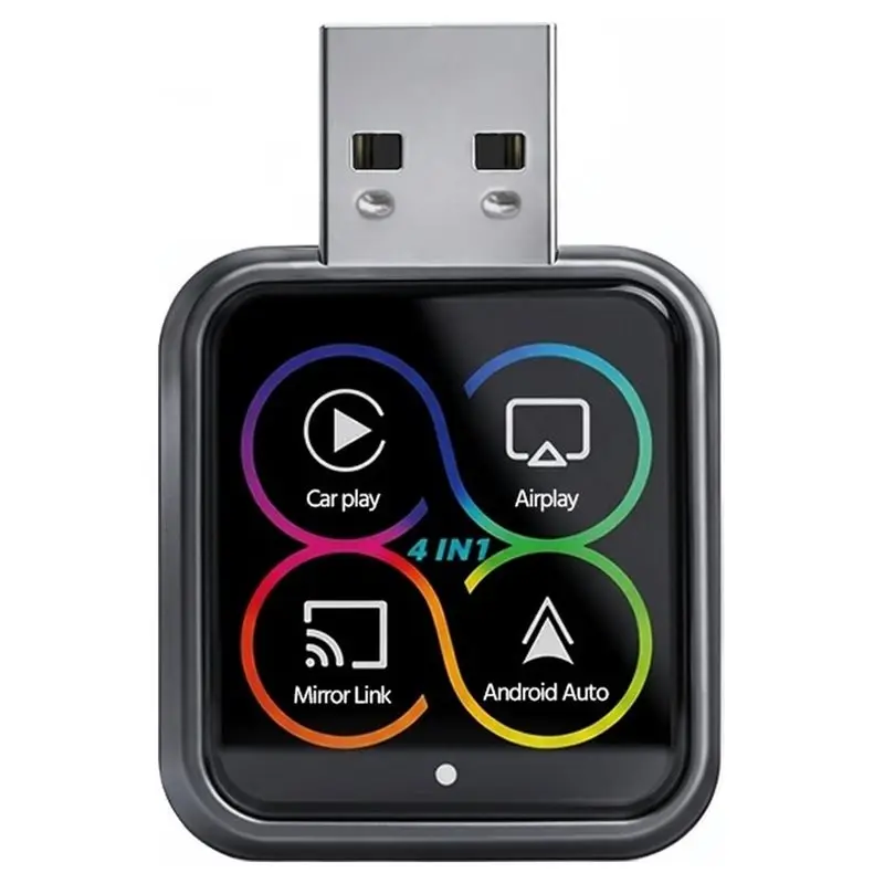 A02Q-Wireless For Carplay Adapter 4In1 Android Auto/Airplay Mirror Link/USB Dongle AI Box For Car Supports Wired Connection