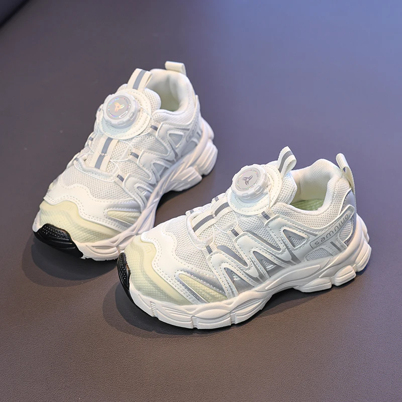 Children Shoes Flat Sport Hiking Shoes for Older Kids Sneakers Boy Girl Casual Walking Trekking Footwear Rotate Button Sneaker