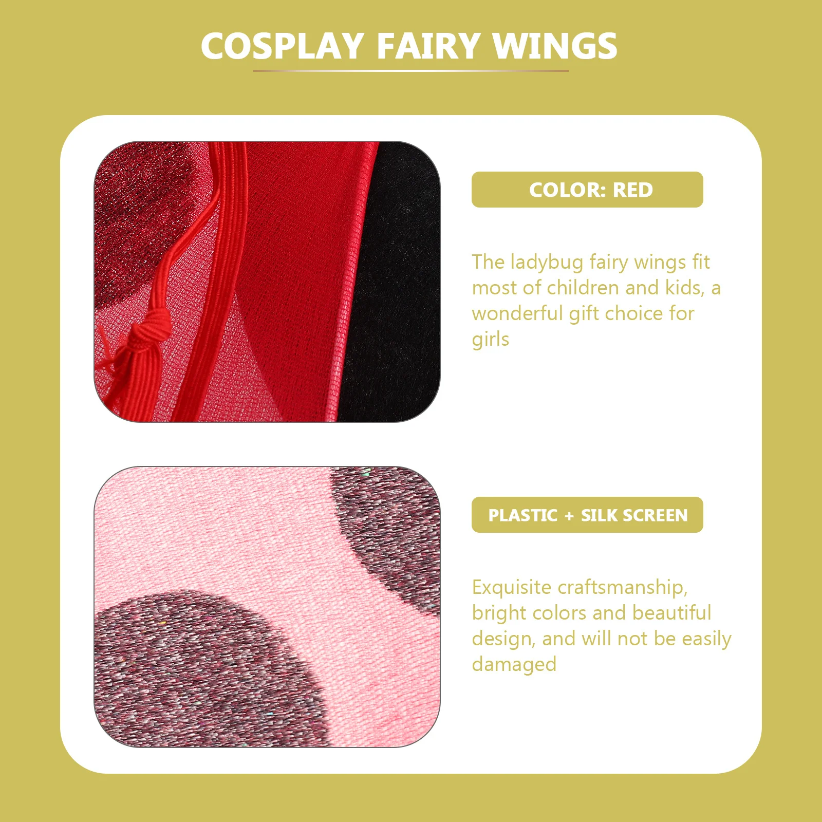 

Exquisite Ladybug Wings Girls Fairy Wings Costume Comfortable to Wear Perfect for Halloween Carnival Masquerade Ball