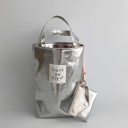 Y2K-Sac à main en argent pour femme, sac à bandoulière, sacs à main, sac à main, petit portefeuille, sac fourre-tout, vintage, coréen, initié, luxe