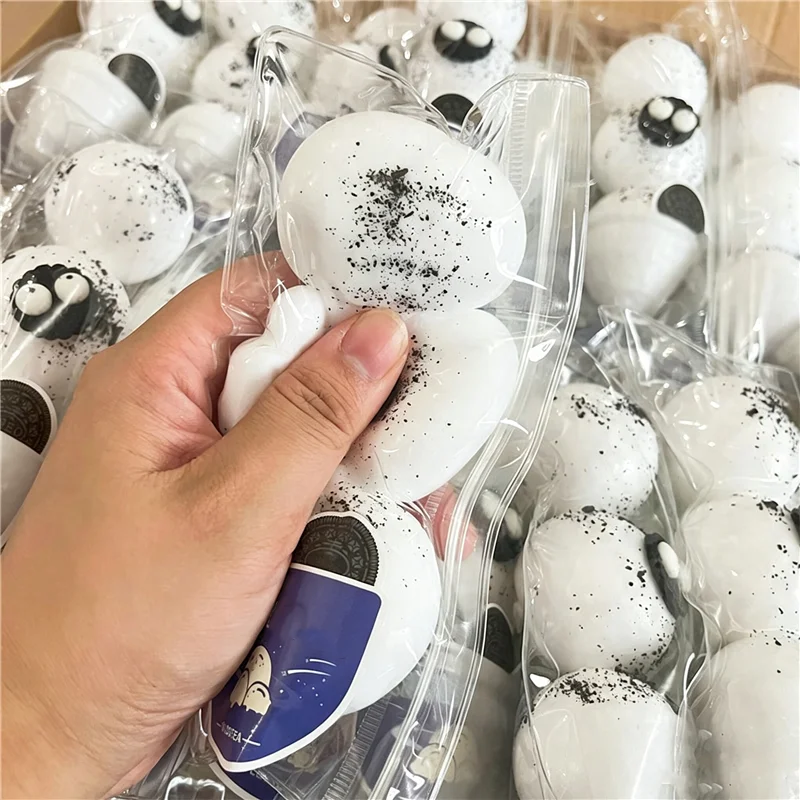 Cute Cookie Fluid Stress Squishy Squeeze Ball Mini 3 Pack Large Size Soft Slow Rebound Sensory Toy For ADHD Pressure Relax Gift