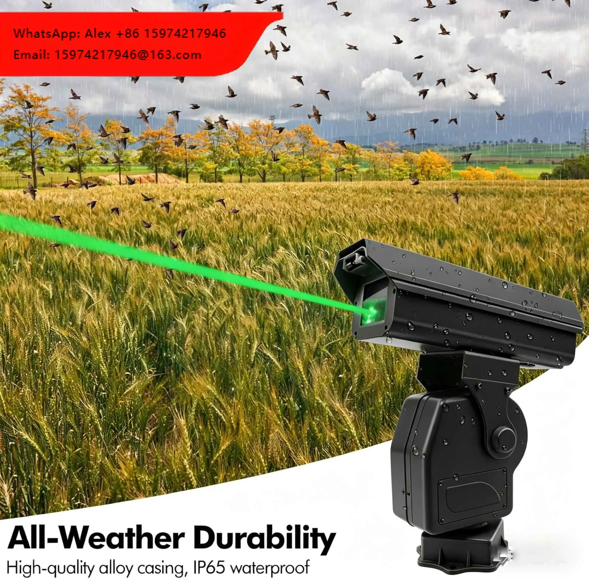 Global Top Smart APP Bird Repellent Device 360 Degrees Rotation Automated Bird Repellent For Orchard Farmland Substations