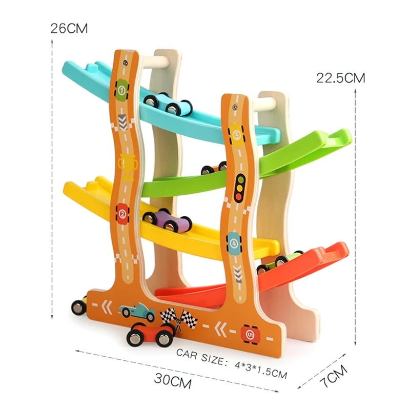 Holz Racing Rutsche Autos Track Parkplatz Spielzeug Gleiten Leiter Fahrzeuge DIY Bildung Weihnachten Geburtstag Geschenke Für Kinder Jungen