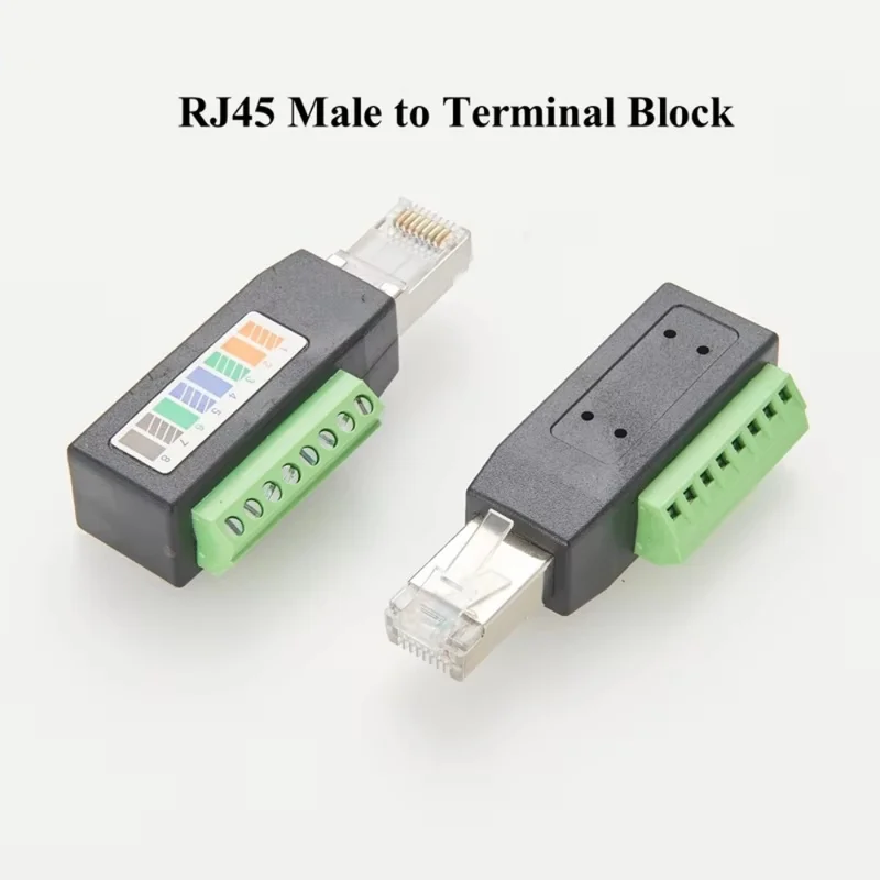 RJ45 to 8Pin Screw Terminal Connector RJ45 Solderless Male Plug to 8-Pin Terminal Block Adapter for Ethernet Cat5 /6/7 AV CCTV