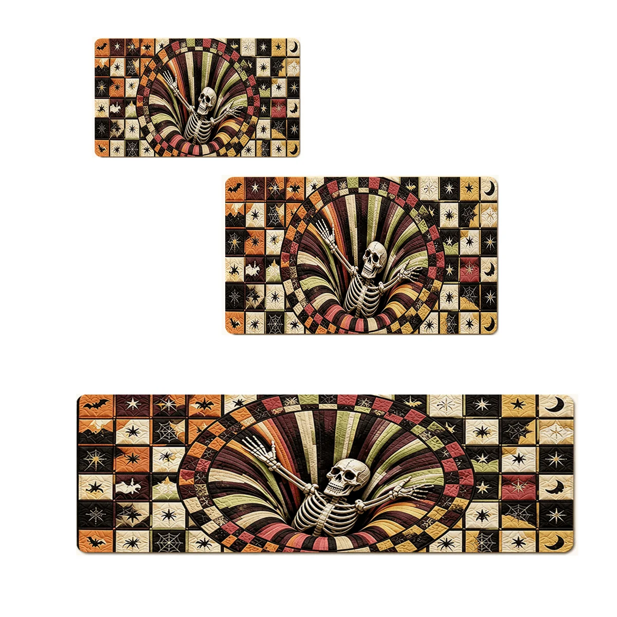 Halloween Skeleton Floor Mat 1/2/3pcs Set Kitchen Dining Room Corridor Patio Front Door Carpet Bedside Living Sofa Side Area Rug