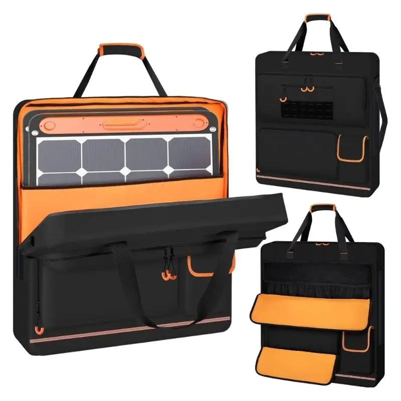 E8BD Convenience Photovoltaic Panel Storage Bag Highlighting Profound Opening Slide Lemon Lined Interior Comfortable Pulls Belt