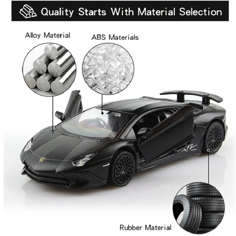 محاكاة Diecasts ولعبة المركبات لامبورغيني أفينتادور SV Supercar RMZ city 1:36 نموذج سيارة مصنوع من خليط معدني التراجع والأبواب المفتوحة
