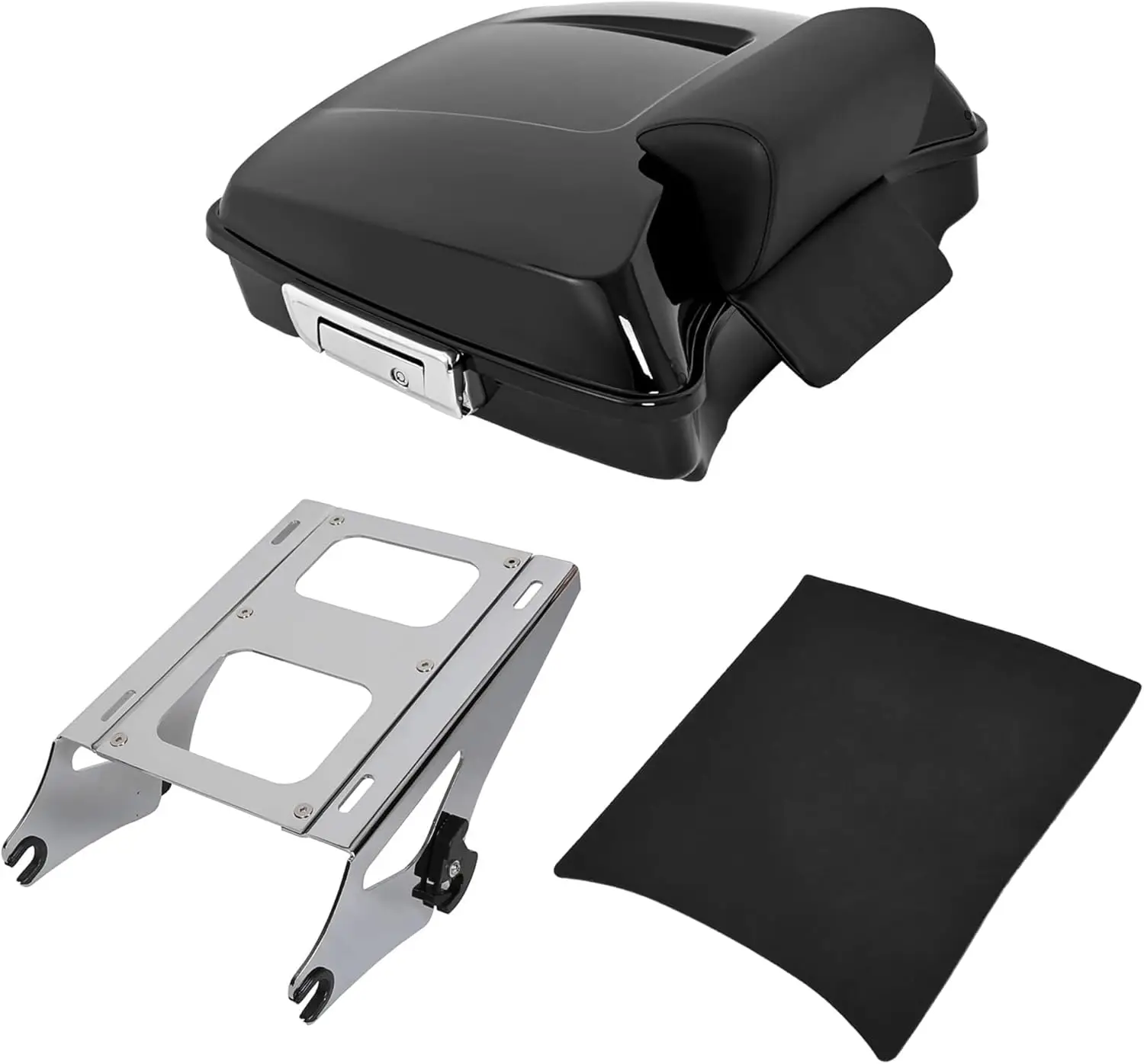 

5,5-дюймовый ящик для хранения мотоцикла Razor со спинкой, съемная стойка для крепления на 2 вверх, совместимая с Harley Touring 2014-2024 Street Glide Ro