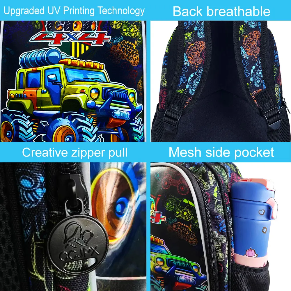 Toddler Backpack for Boys, 13" Car Kids Bookbag, Cute Animal Preschool Kindergarten Schoolbag