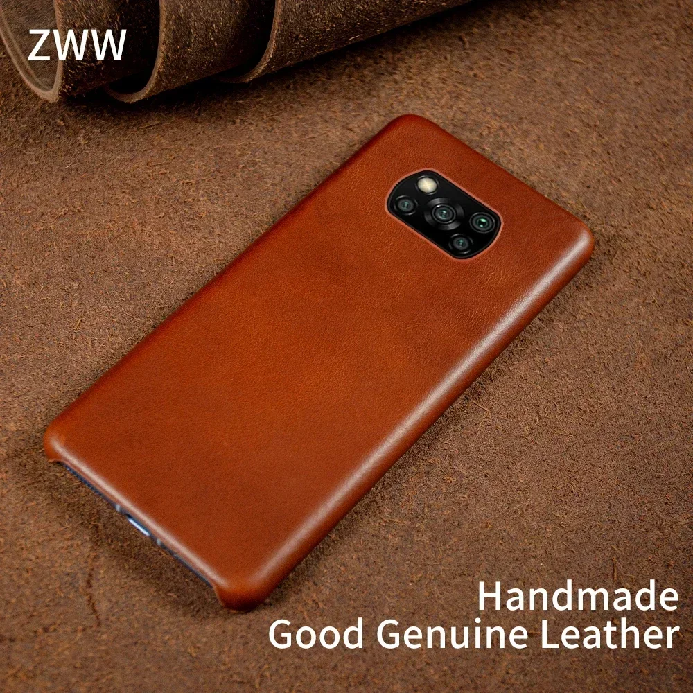 

Genuine Leather Phone Case For Xiaomi Poco Series Cover Hand Made Oil Wax Pattern X3 X4 M3 M4 M5 F1 F2 F3 F3GT F4 F4GT C40 C50