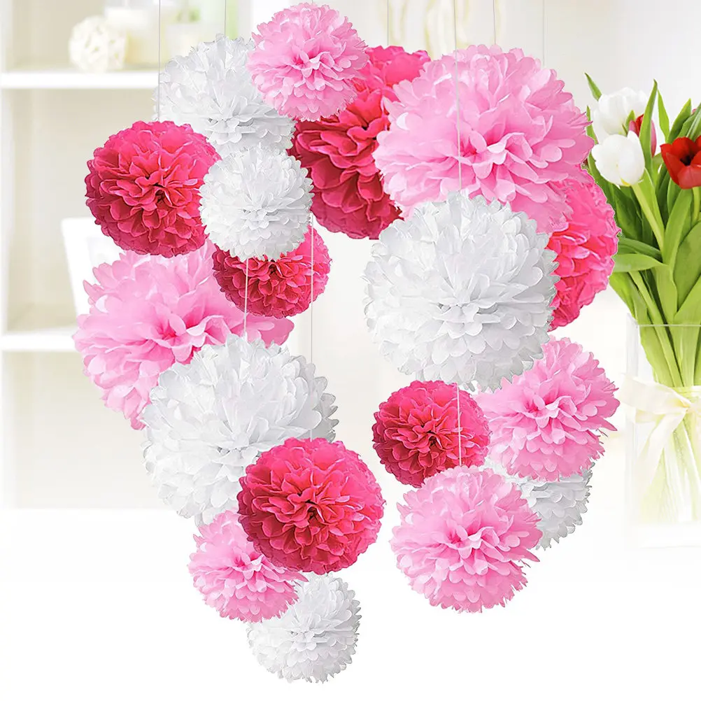 1 Ensemble de fleurs en papier en forme de nid d'abeille, 8, 10, 12 pouces, blanc rosé, décorations de fête exquises, mariage, fiançailles, mariée