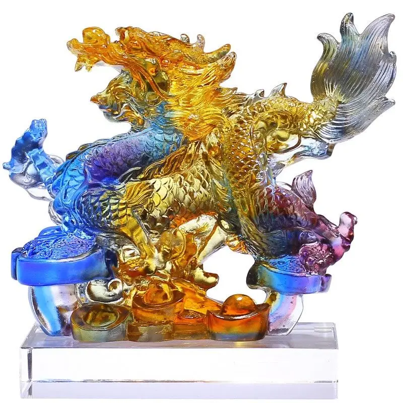 

High-end gift glazed auspicious dragon ornament office decoration