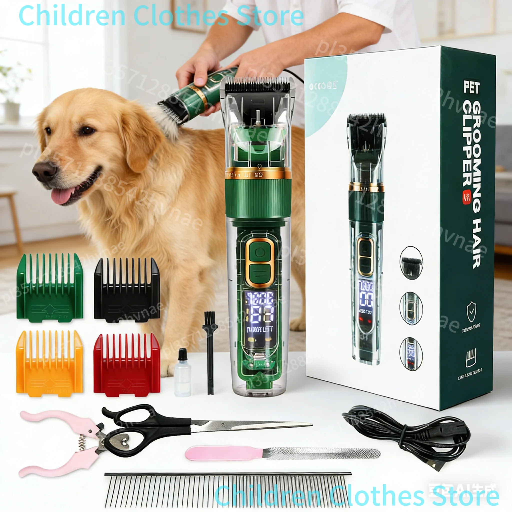 Cortadora de Pelo Profesional para Mascotas de 3 Velocidades |   Silencioso, Recargable por USB, para Perros y Gatos con Pelaje Grueso |   Kit de Recortadora para Mascotas