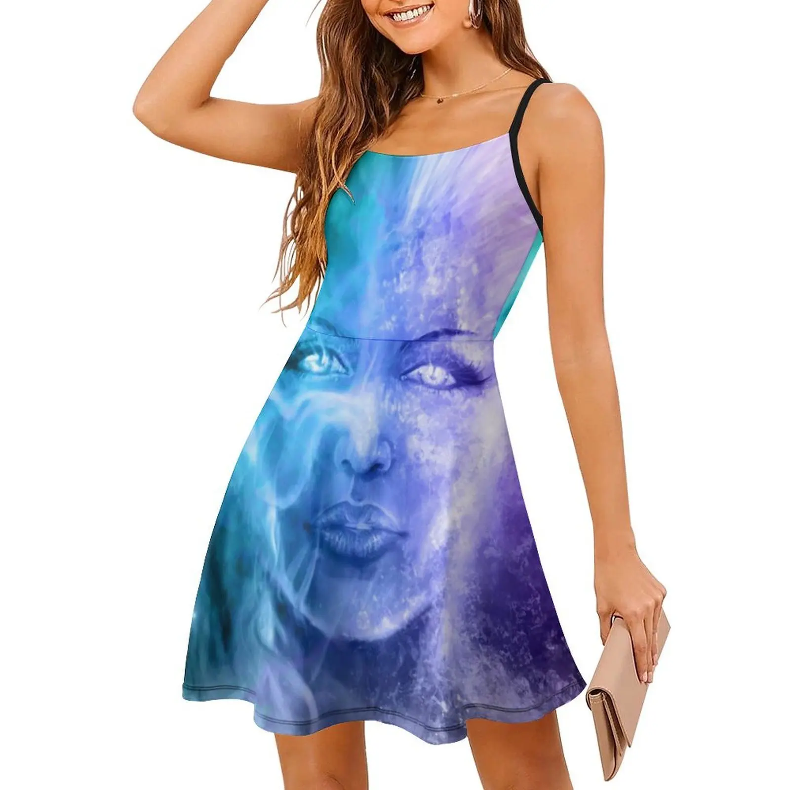 Senhora estrelas estilo coreano vestido casual para mulheres simples diário escritório senhora vestidos senhora estrelas galáxia mulher abstrata das mulheres
