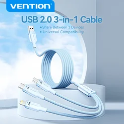 Vention 3 in 1 USB Type C Cable for iPhone 15 14 13 12 Pro Charger Data Cord for iPad Pro Samsung Xiaomi Huawei Micro USB Cable