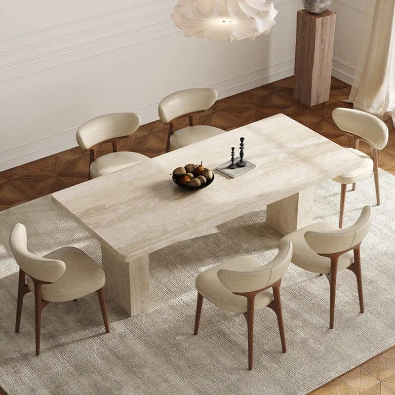 Nordic Luxury Table Design Rock Slab Beautiful Delicate Spacious Dining Table Rectangle Household Mesa Comedor Home Furniture