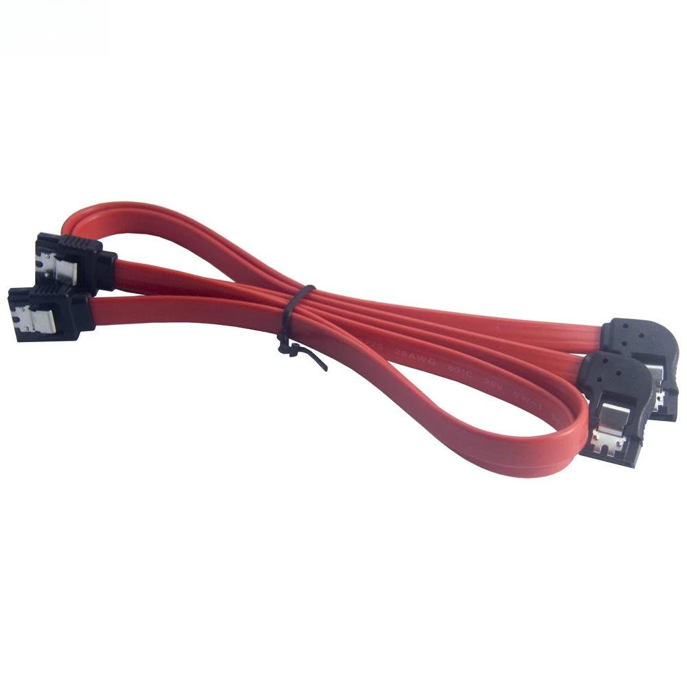 SATA 7P 암 180도 SATA 7P 암 헤드 오른쪽 굽힘 빨간색 평면 하드 디스크 컴퓨터 케이스 케이블 길이 0.2M 0.3M 0.5M 1M