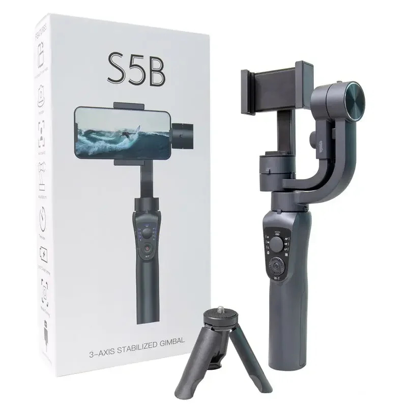 S5B Selfie Stick 3-Axis Gimbal Stabilizer 360 Degree Rotation Selfie Stick Tripod Handheld Stabilizer for Vlog Videos