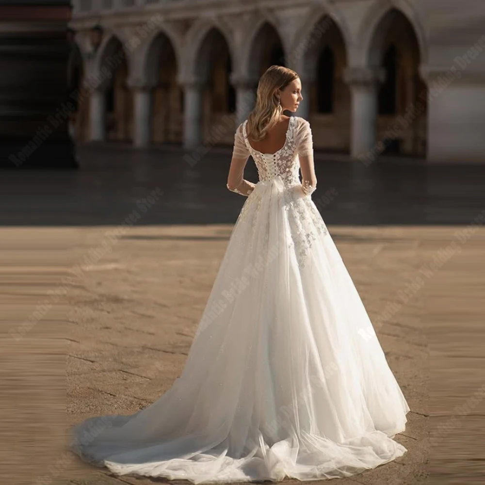 Suknie ślubne damskie z dekoltem w serduszko na rok 2025, seksowne, z długim rękawem, w kształcie litery A, suknie dla panny młodej, na zaręczyny, bankiet, Vestido De Novia, szyte na miarę