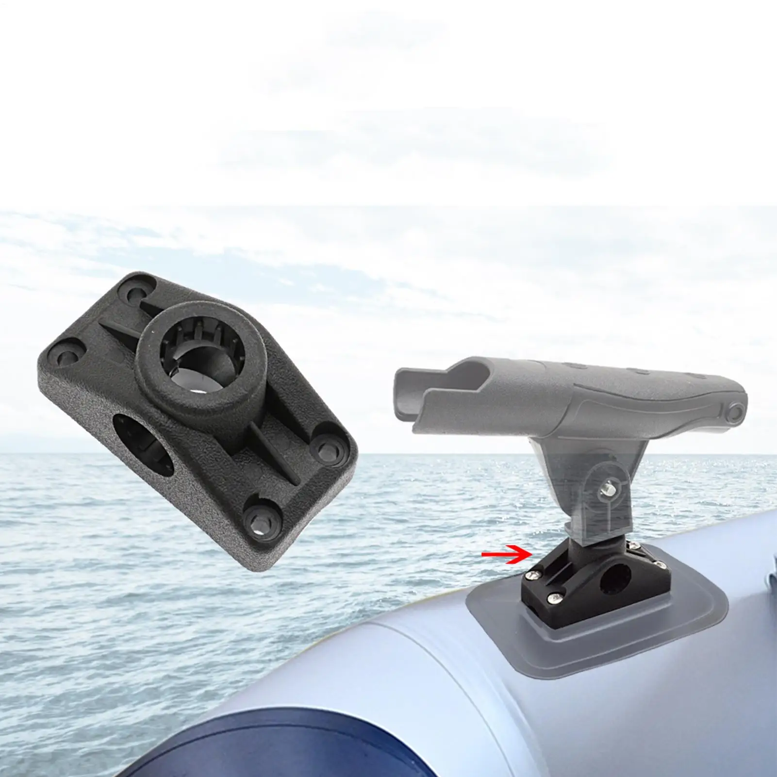 Kayak Pole Holder 360-degree Rotation Mounting Base Boat Rod Holder For Installation Inflatable Boats Paddle Boards Canoes