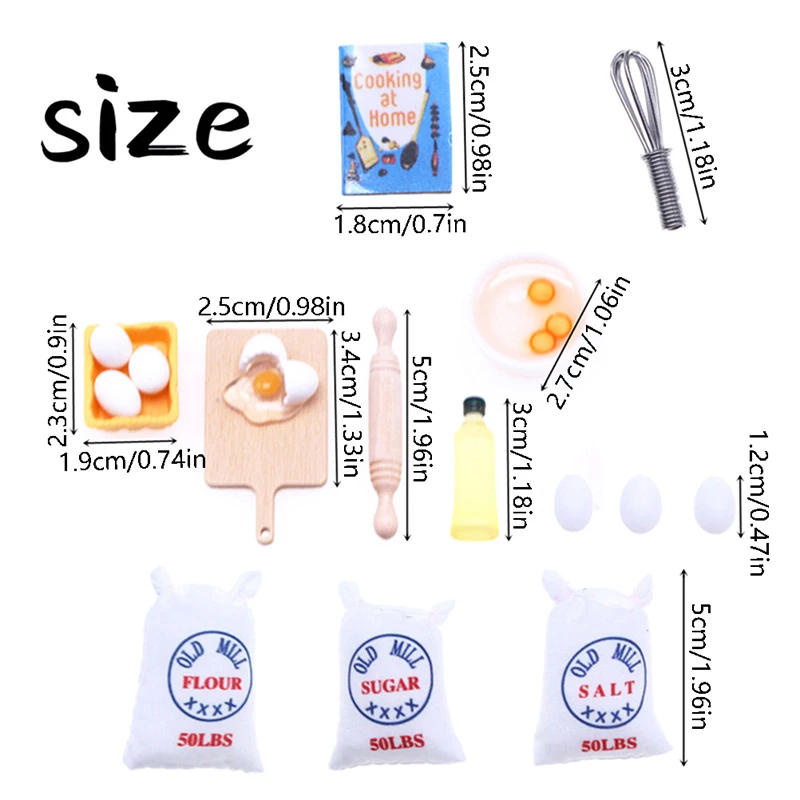 

1Set Dollhouse Miniature Simulation Whisk Flour Bag Modle DIY Doll House Accessories Furniture Decor