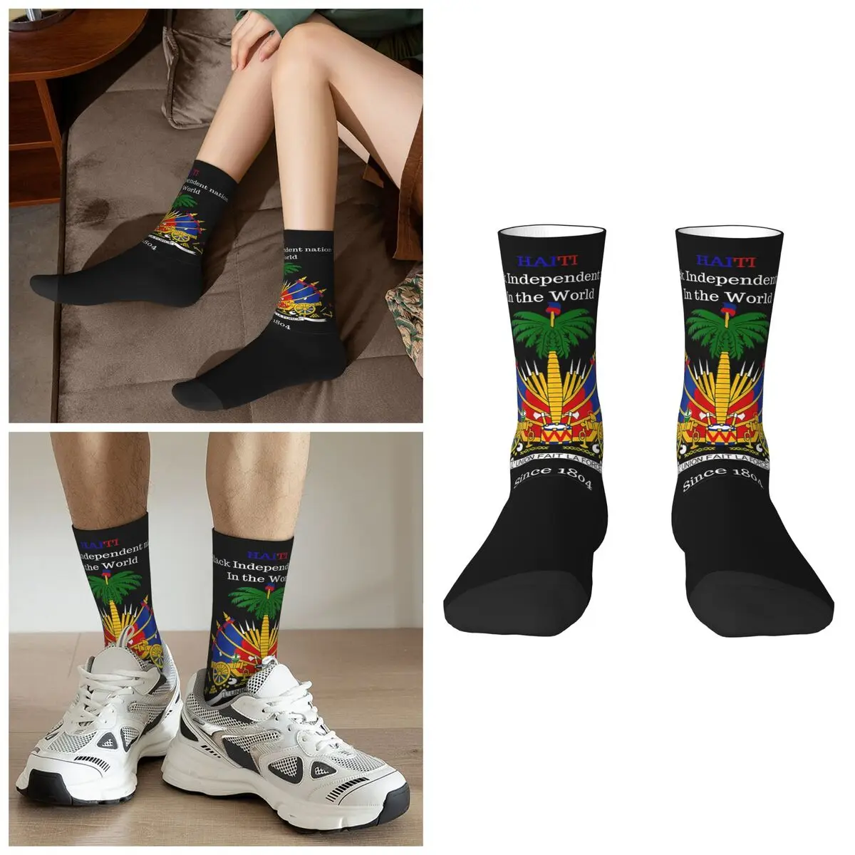 

Флаг Гаитяна отлично подходит для праздничных носков ко Дню независимости, супер мягкие чулки в стиле Харадзюку, всесезонные длинные носки для мужских подарков