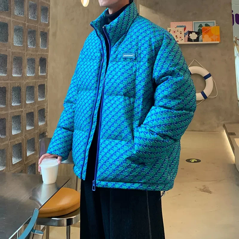 ผู้ชายฤดูหนาวแจ็คเก็ตหลวม Streetwear Harajuku พิมพ์หนา Puffer แจ็คเก็ตแฟชั่น Hip Hop สบายๆ Windbreaker เสื้อขนเป็ดใหม่