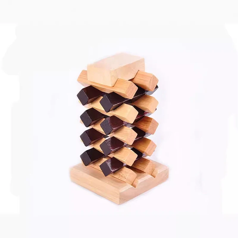 Wooden Brain Teaser Puzzle for Adults Intellectual Lock Kongming Tower Building Blcoks Toys Luban Locks Classic Puzzle Cube Game