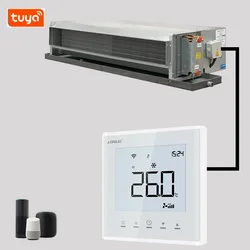 Tuya Smart WiFi Termostato para Ar Condicionado Central, 2 e 4 tubos, Aquecimento e Arrefecimento, Temperatura, Ventilador de 3 velocidades, Controlador sem fio