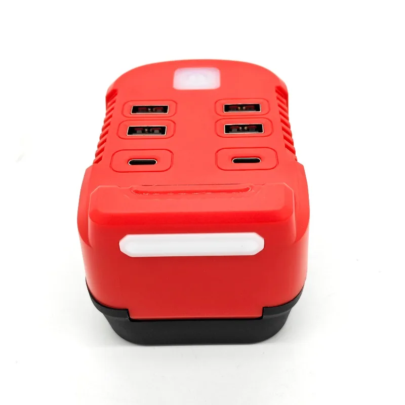 Portable Battery Inverter USB Charger for Milwaukee 18V Lithium Batteries with Type-C Input and Output Fast Charging for Camping