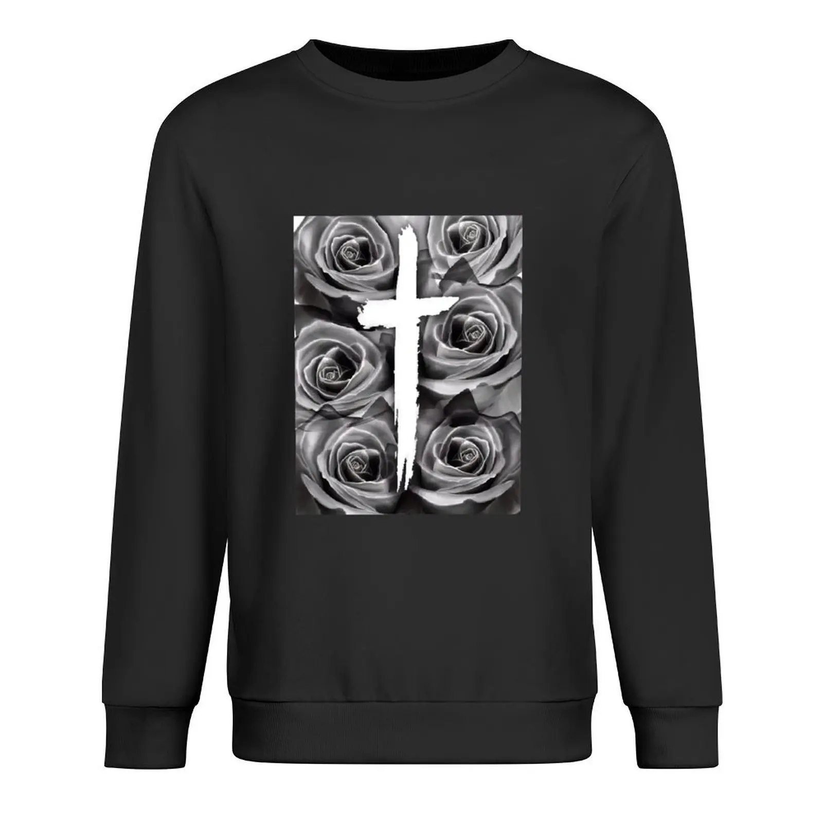 

saint jhn roses and cross Pullover men clothes mens clothing fashion men male clothes aesthetic sweatshirts