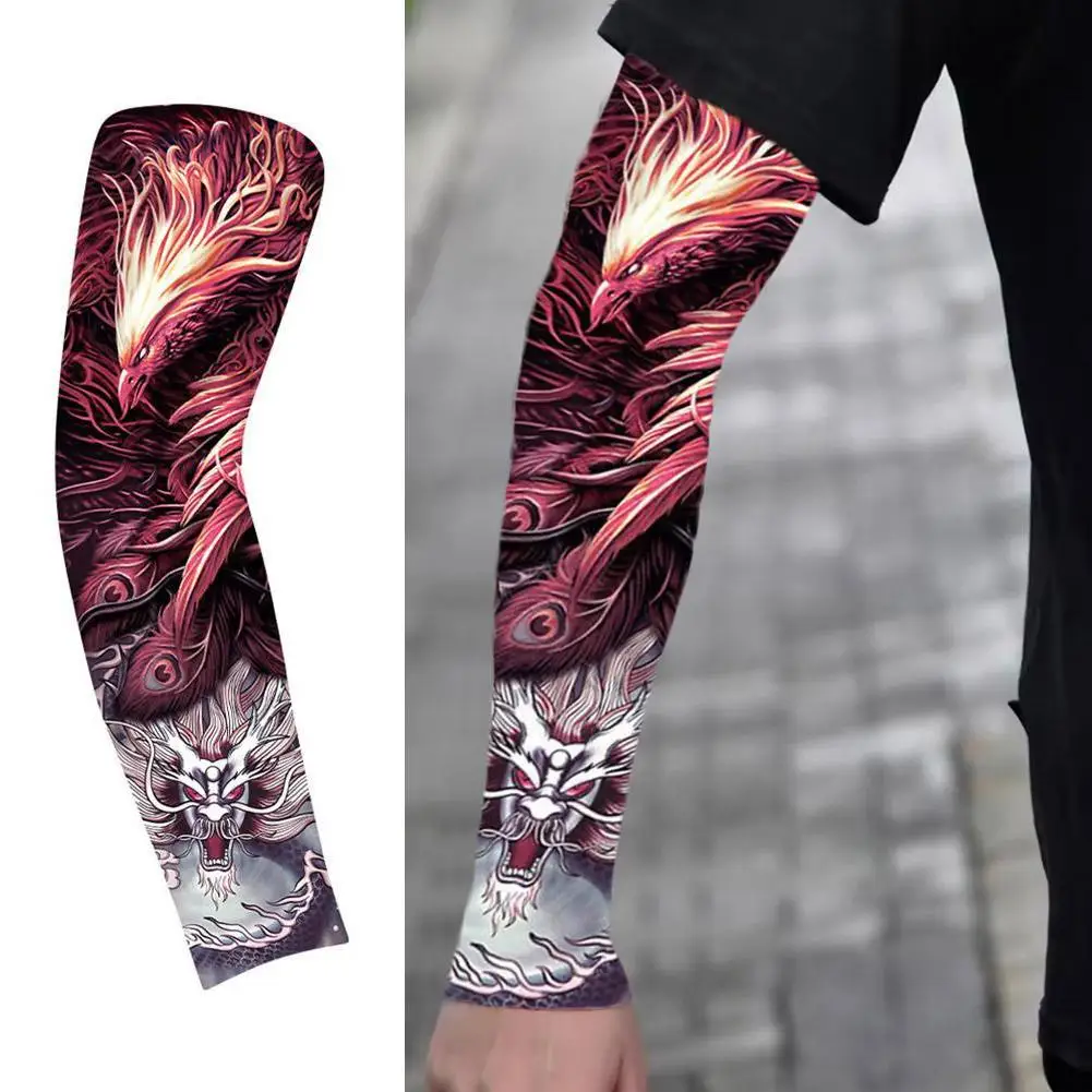 Tattood Ice Sleeve Flower Arm Seamless Ice Silk Sunscreen Sleeve Sleeve Arm Cover Riding Outdoor Arm Protection