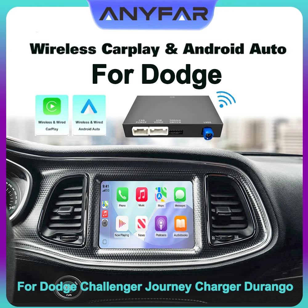 Kabelloses CarPlay Android Auto Nachrüstset OEM-Bildschirm Upgrade Decoder Box für Dodge Challenger Journey Charger Durango Schnittstelle