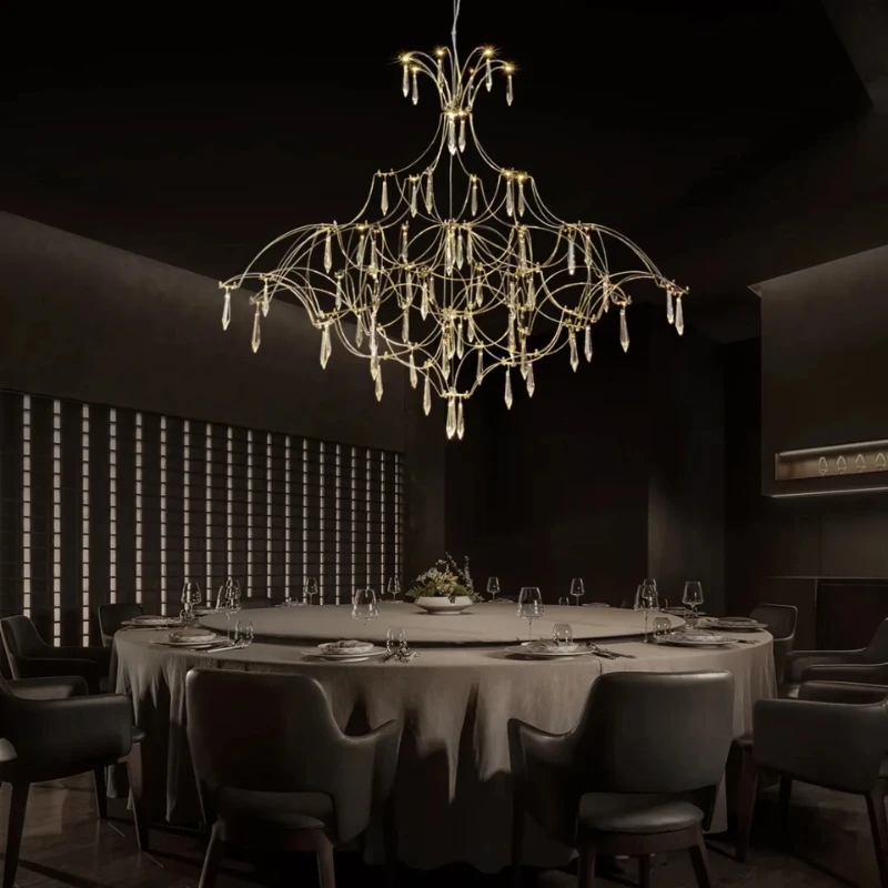 Stair chandelier, long chandelier, villa living room chandelier, loft duplex building, sky jumping layer crystal chandelier