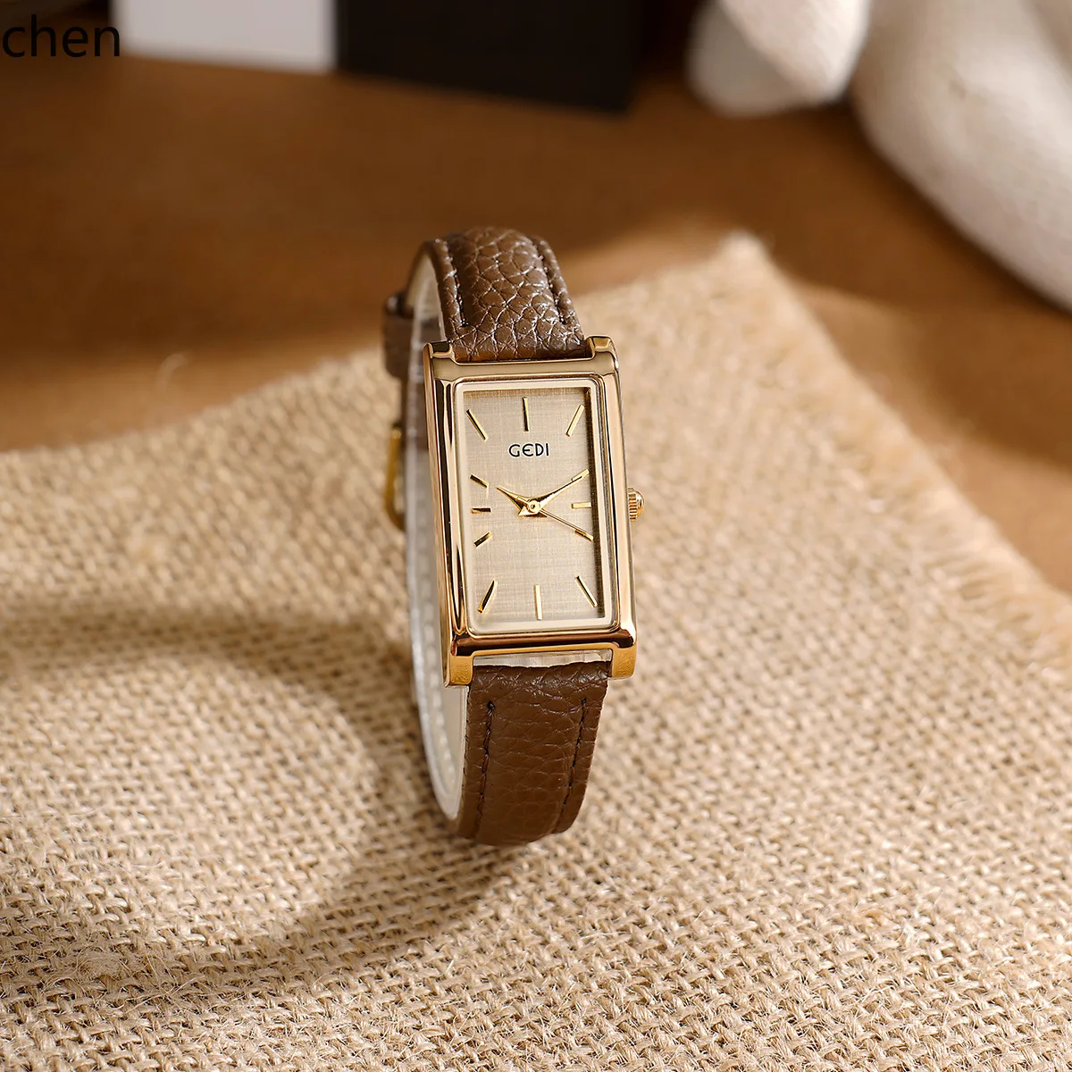 ZML Square Quartz Watch with Minimalist Style for Women, Vintage Leather Strap Quartz Watch