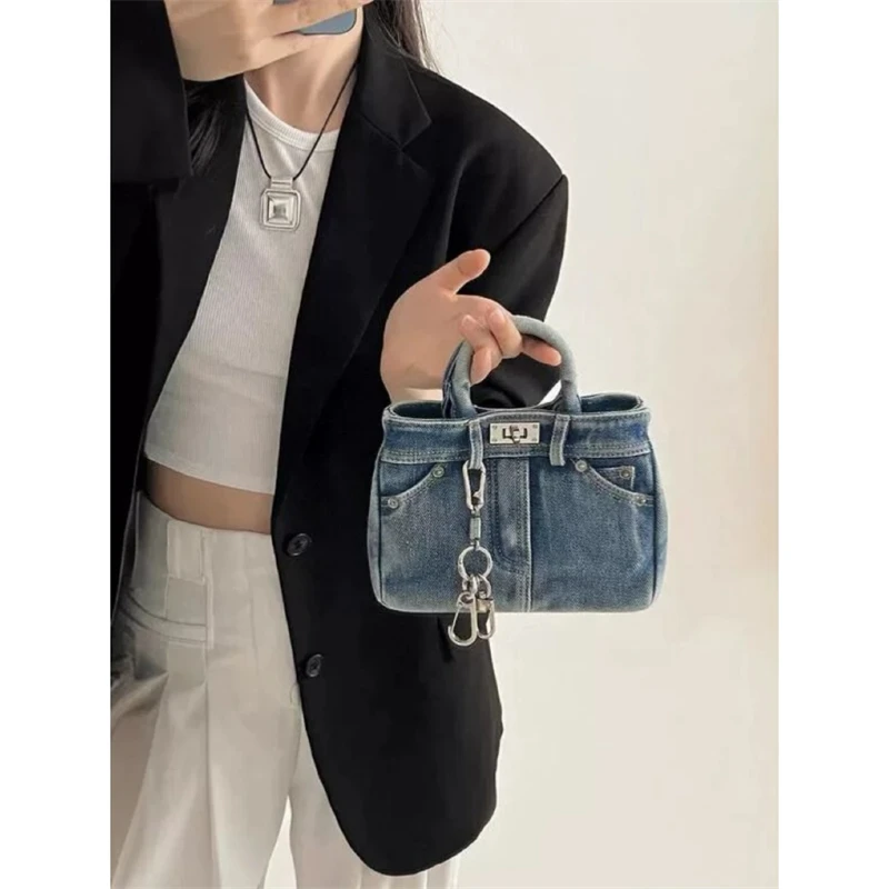 

Retro Waed Denim oulder Crossbody Bag Faionable Commuter Platinum Bag Versatile Handbag for Young Women Casual Sle