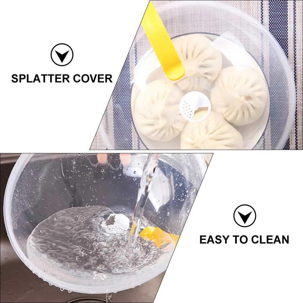 

Microwave Splatter Cover Plastic Food Plate Cover Oil Resistant Microwave Oven Refrigerator Use Easy Grip Kitchen Lid