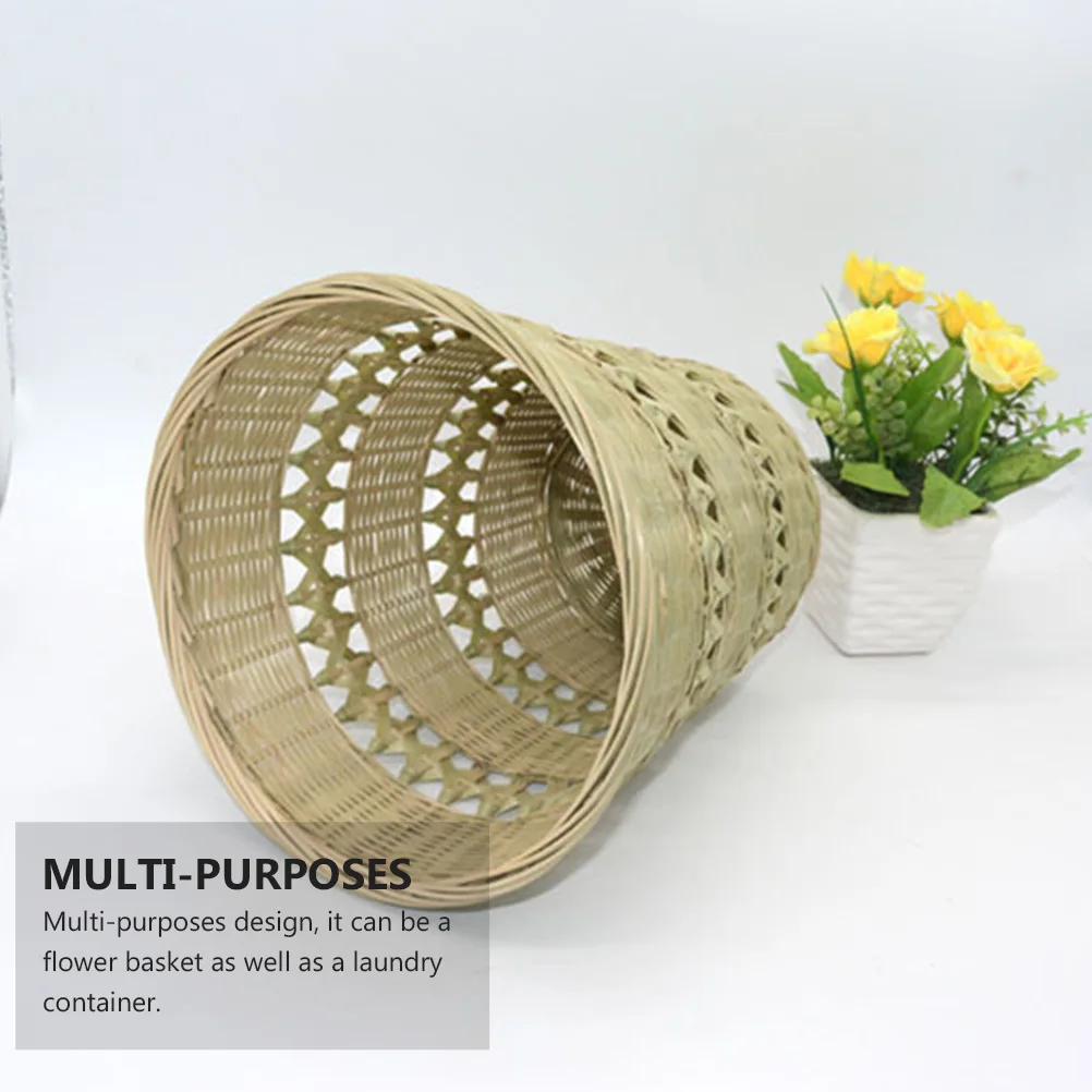 

1 pc Bamboo Storage Basket Large Capacity Laundry Container For Home Bedroom Bathroom Flower Basket Reusable Light Green