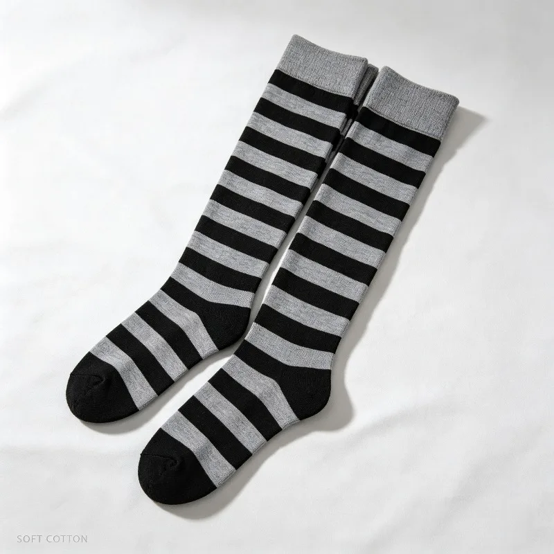 Womens Striped Thigh High Socks Over Knee Long Stockings Blend for Christmas Halloween Cosplay Party