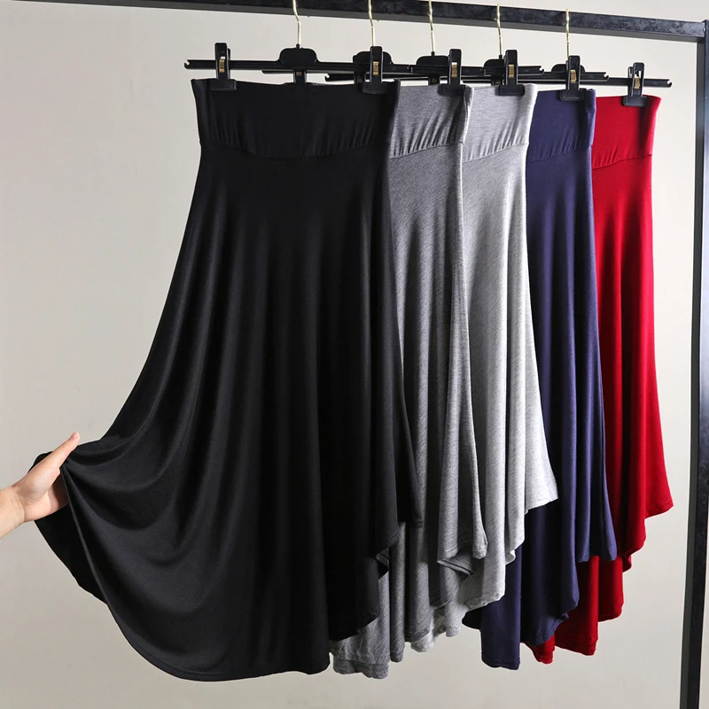 Gonna modale asimmetrica a vita alta Gonna longuette snellente con gonna lunga drappeggiata ampia primavera estate da donna