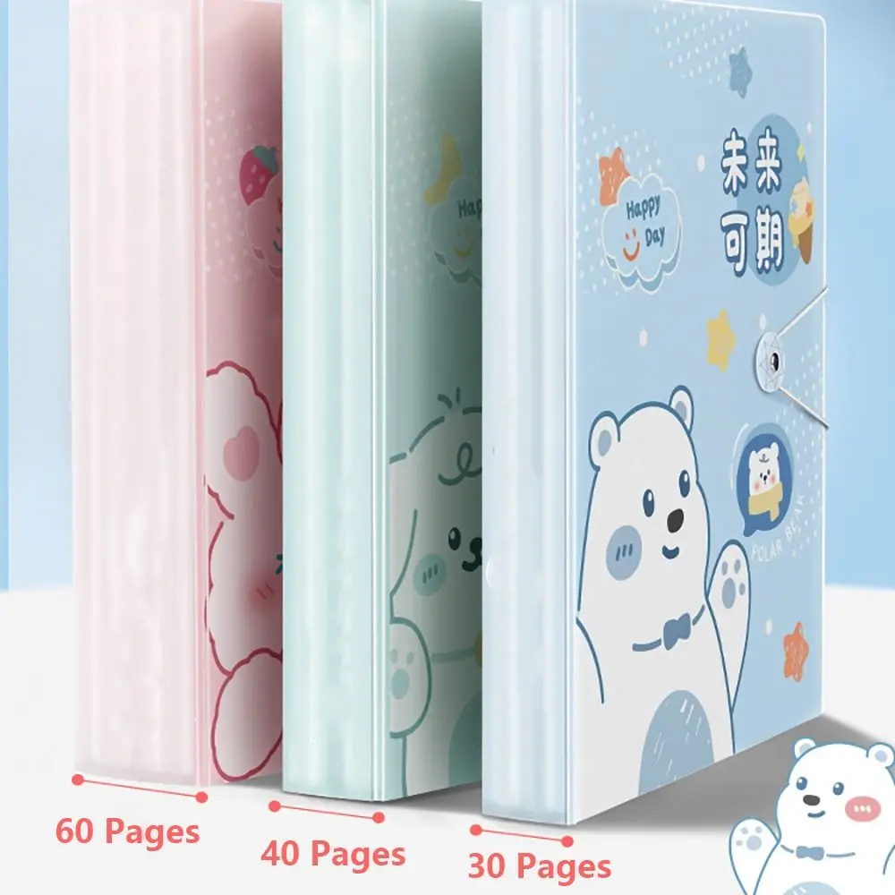 Cartoon Animal Pattern Storage Booklet 30/40/60 Pages Large Capacity File Bag A4 File Folder School Office