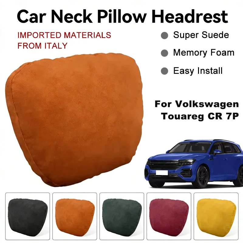 

Italy Suede Car Neck Rest Pillow For Volkswagen Touareg CR 7P Seat Head Neck Support Cushion Auto Interior Accessories
