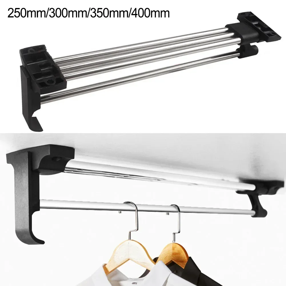 250/300/350/400mm Hanging Bar For Clothes Retractable Top Mount Wardrobe Rail Clothes Hanger Towel Coat Racks Closet Rod