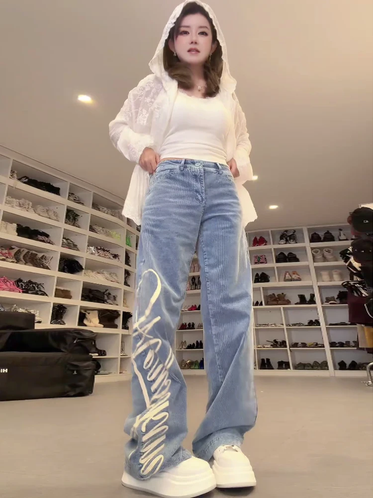 

High Waist Slimming Original Denim Jeans Women's Fashion New Arrival Meysikim ME0282 Wide Leg Spring Season Ladies Jeans