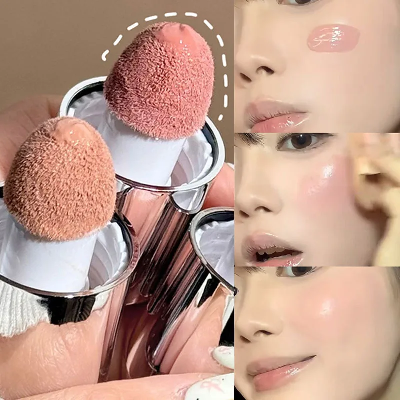 

Moisturizing Sponge Head Blusher Cheek Makeup Matte Milk Pink Liquid Blush Stick Natural Lip Contour Brighten Rouge Highlighter