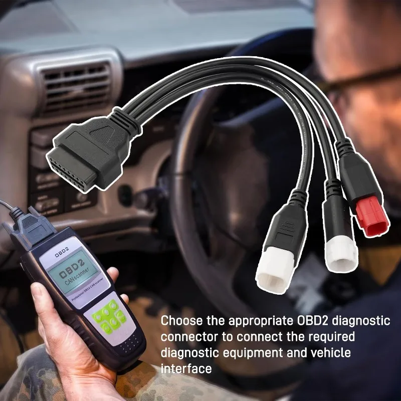 3 in 1 OBD2 Motorcycle Diagnostic Adapter Cable 3Pin 4Pin 6Pin To 16Pin K-Line Euro5 for Yamaha MT FZ R XSR TMAX Honda CRF KTM