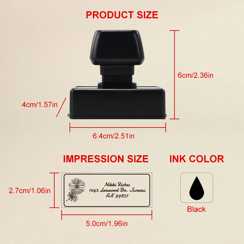 Custom Personalized Address Stamp-Self Inking Stamp for Business, Packaging, Baptism, Birthday Party & Badge Gift